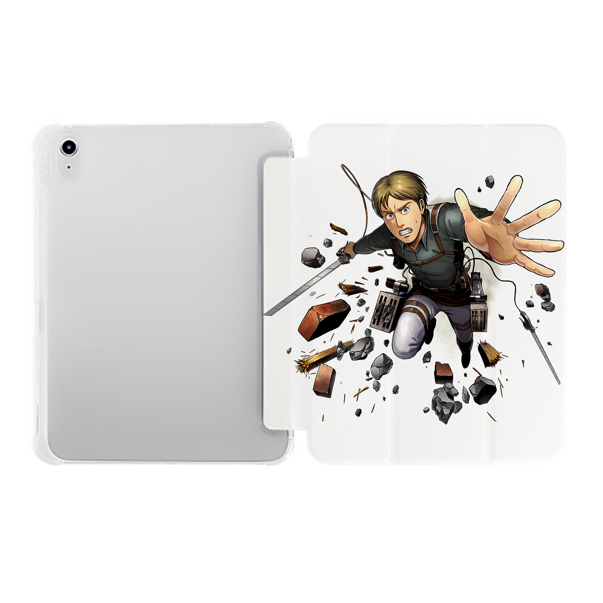 （画像用） 進撃の巨人 Attack on Titan IPad ケース ペン収納付き 三つ折りスタンド PUレザー×シリコン 対応機種9.5/10.5/10.9インチ